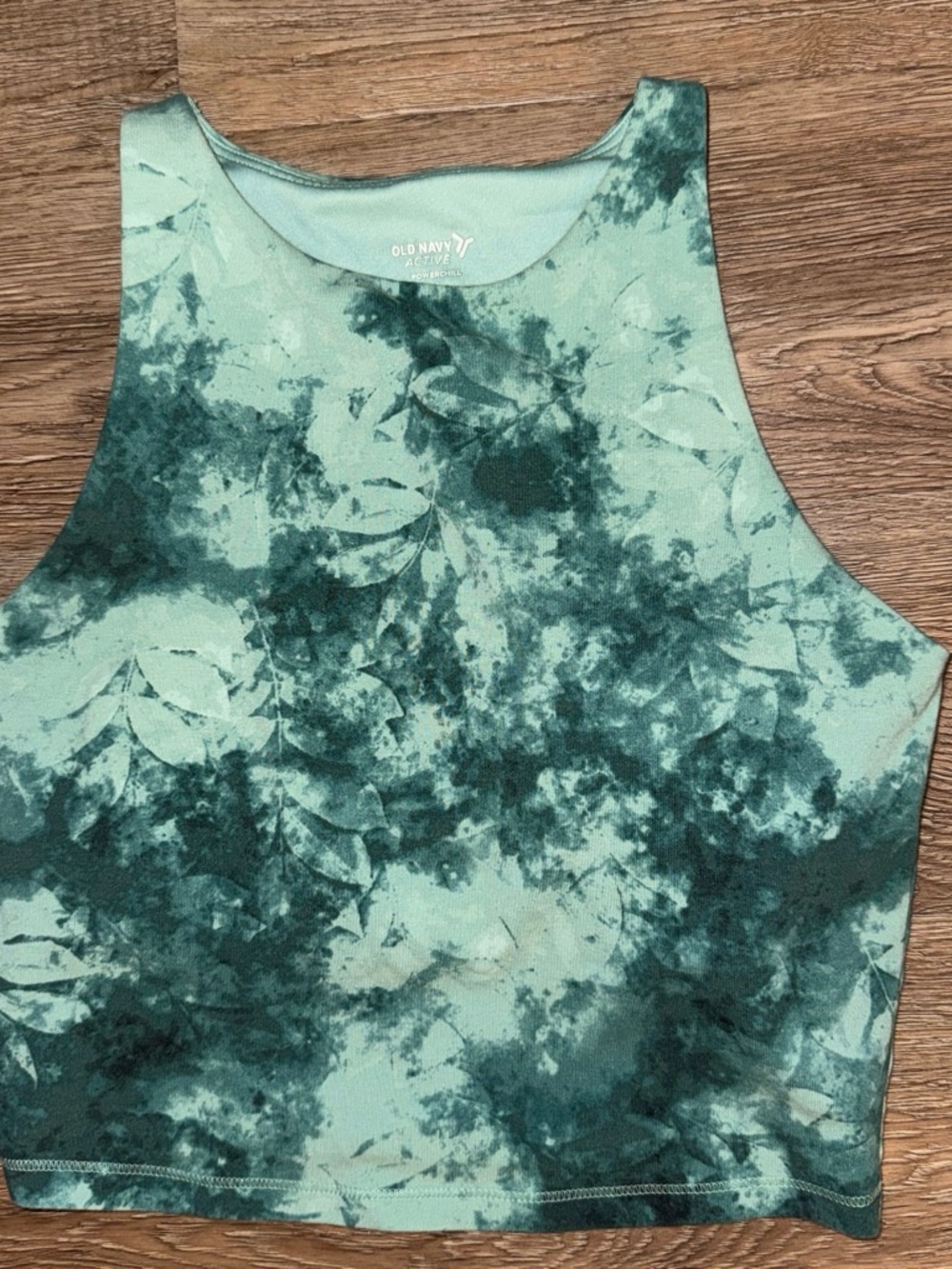 Old Navy Teal and Dark Green Tie-Dye Crop Tank